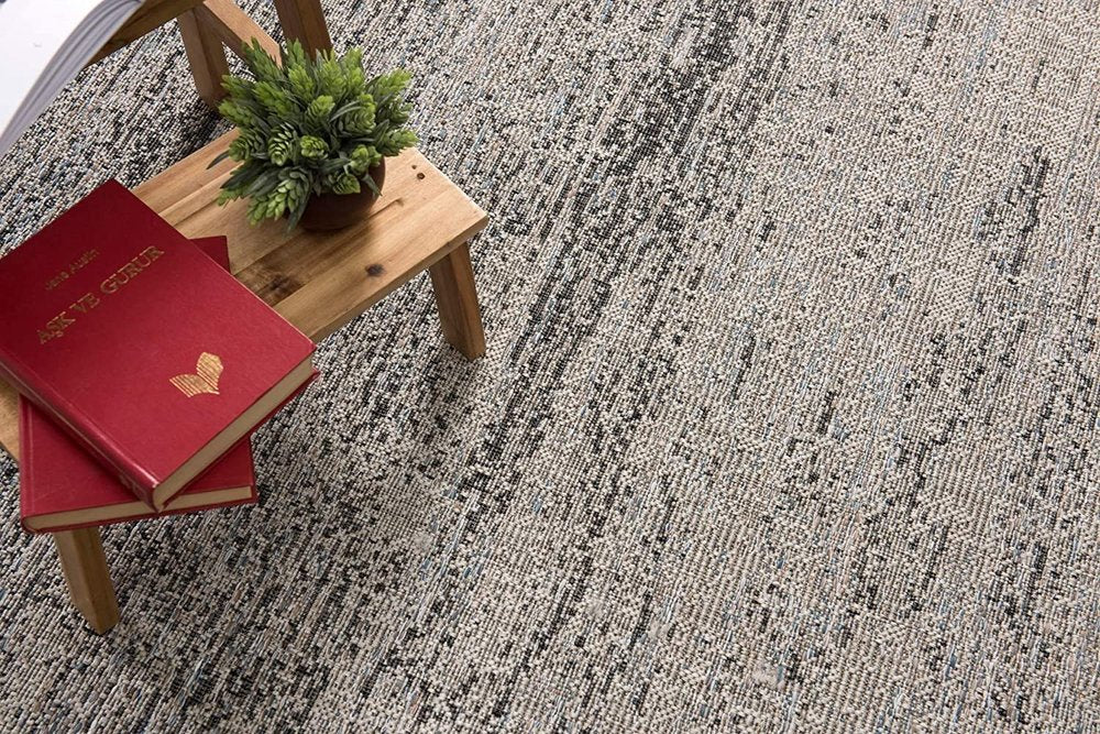 3' X 5' Blue And Gray Distressed Area Rug