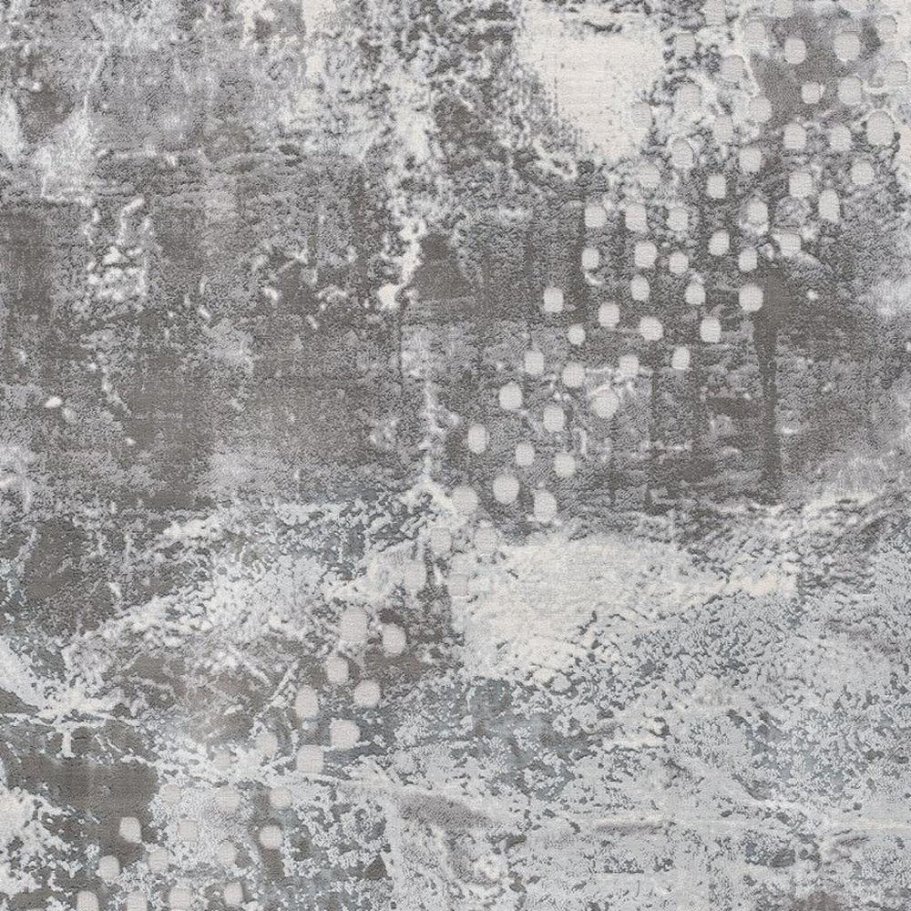 6' X 9' Gray And Ivory Abstract Shag Area Rug