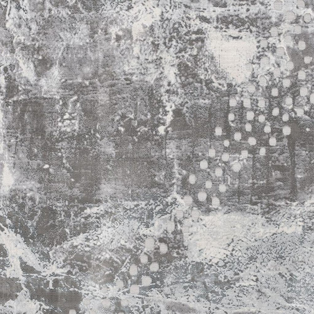 6' X 9' Gray And Ivory Abstract Shag Area Rug