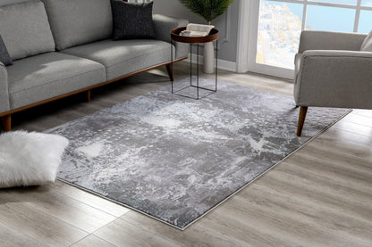 6' X 9' Gray And Ivory Abstract Shag Area Rug