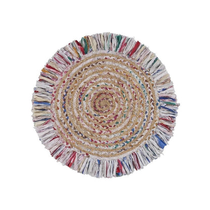 4' Blue And White Abstract Geometric Hand Woven Round Rug
