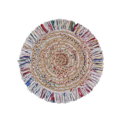 4' Blue And White Abstract Geometric Hand Woven Round Rug