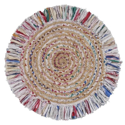 4' Blue And White Abstract Geometric Hand Woven Round Rug