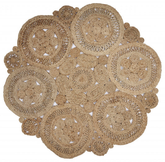 6' Natural Round Hand Braided Area Rug