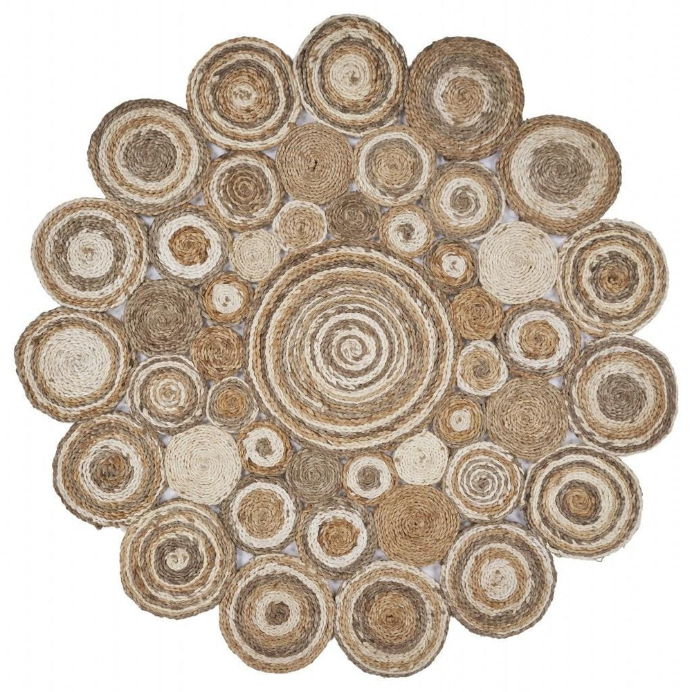 8' Natural Jute Hand Braided Round Rug