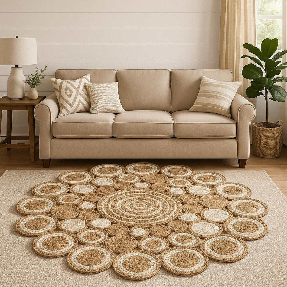 8' Natural Jute Hand Braided Round Rug