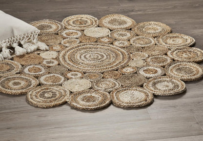 8' Natural Jute Hand Braided Round Rug