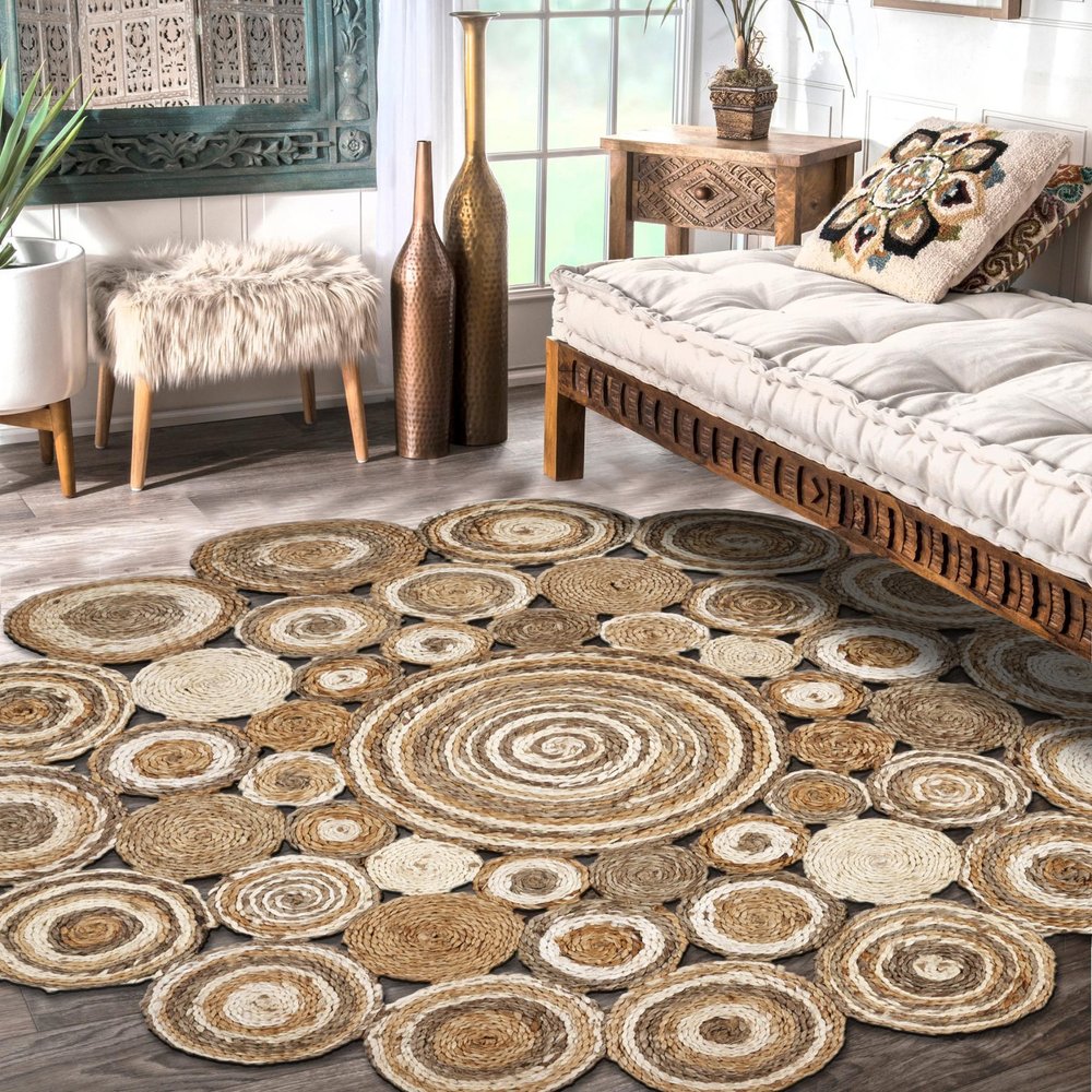 6' Natural Jute Hand Braided Round Rug