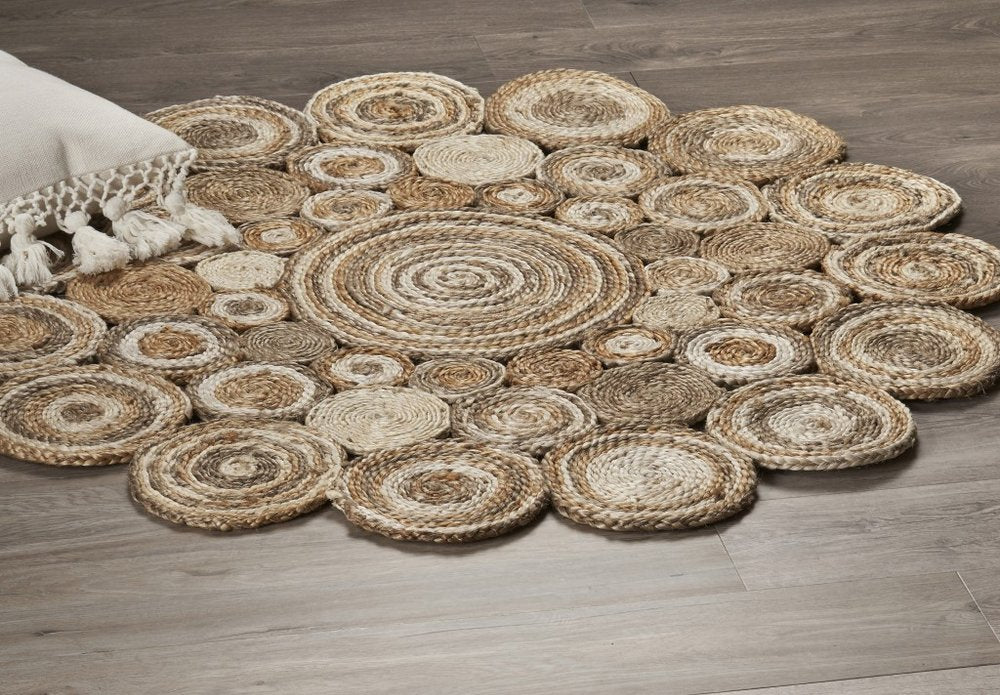 6' Natural Jute Hand Braided Round Rug