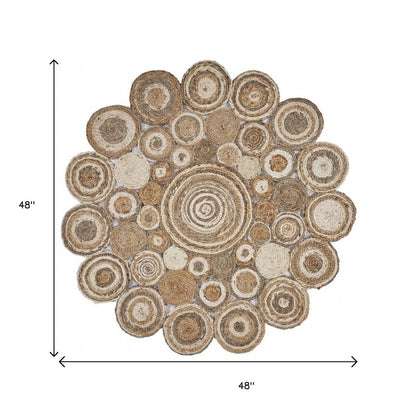 6' Natural Jute Hand Braided Round Rug
