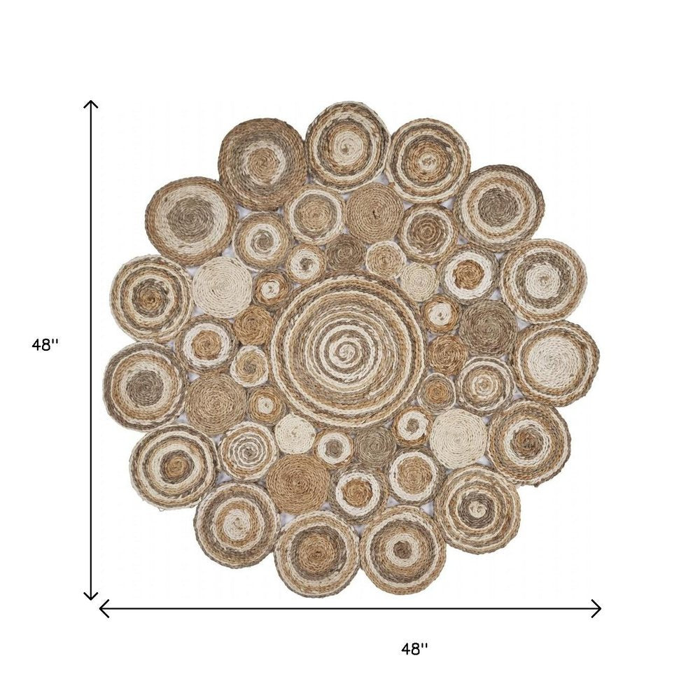 6' Natural Jute Hand Braided Round Rug