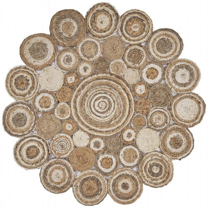 6' Natural Jute Hand Braided Round Rug