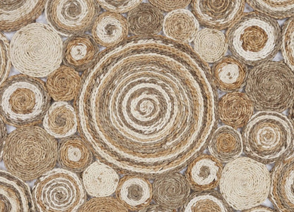6' Natural Jute Hand Braided Round Rug