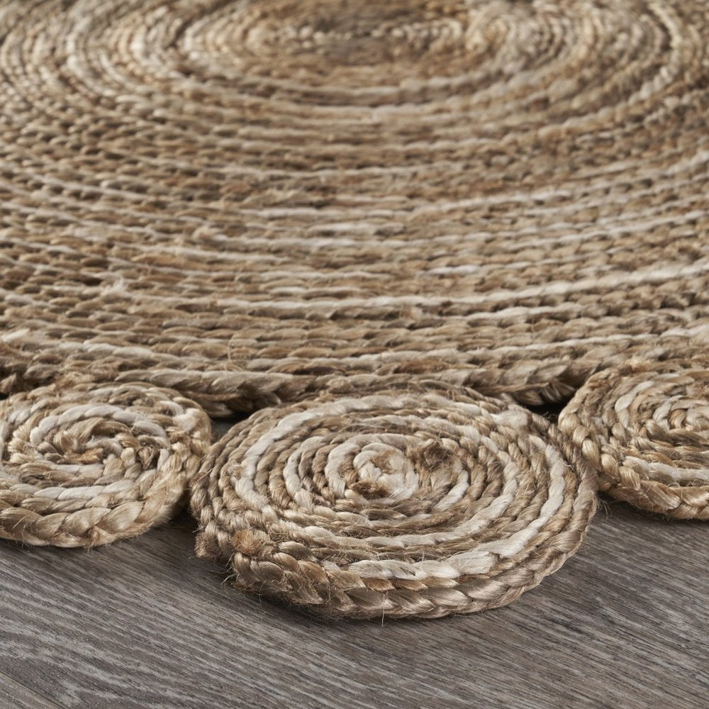 6' Beige Jute Hand Braided Round Rug