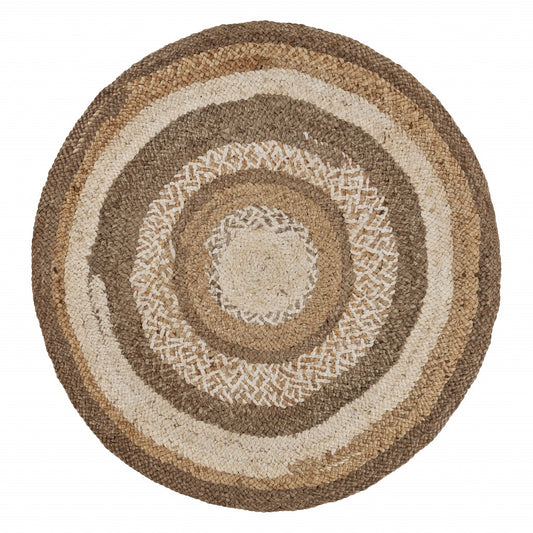 Multicolored Concentric Boutique Jute Rug