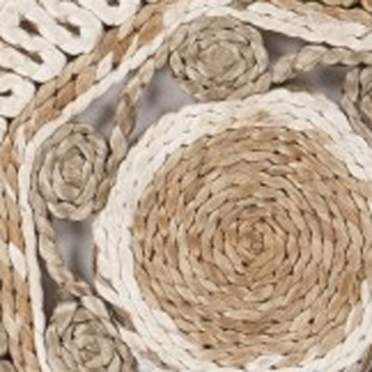 5' X 5' Beige Jute Abstract Geometric Hand Braided Area Rug