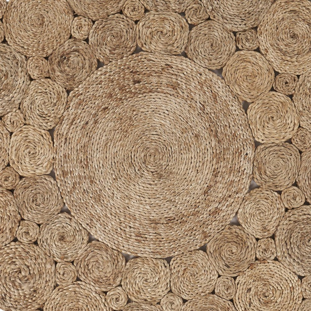 5' X 5' Natural Jute Abstract Geometric Hand Braided Area Rug