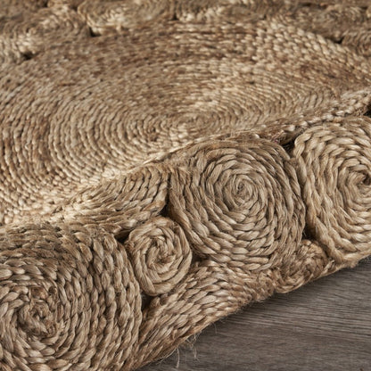 6' Natural Jute Abstract Geometric Hand Braided Round Rug
