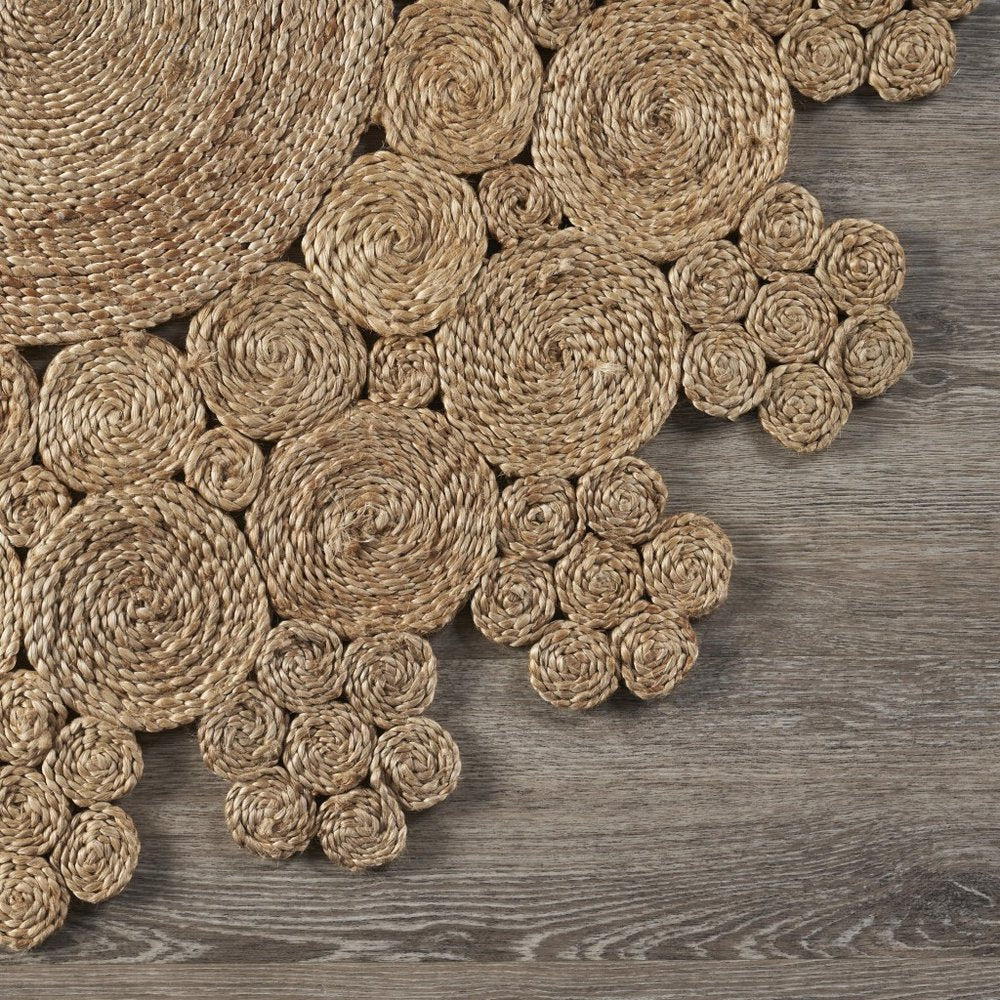 6' Natural Jute Abstract Geometric Hand Braided Round Rug