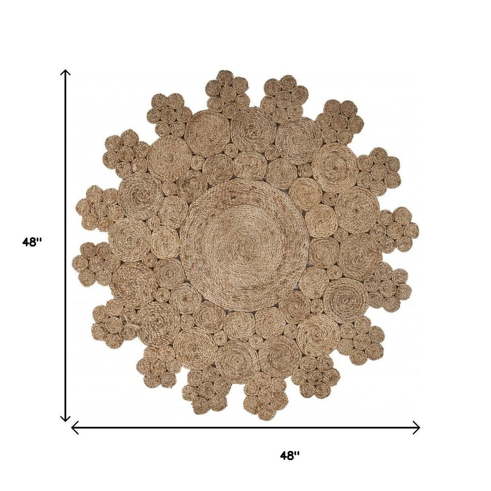 8' Natural Jute Hand Braided Round Rug