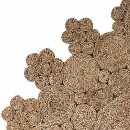 6' Natural Jute Abstract Geometric Hand Braided Round Rug