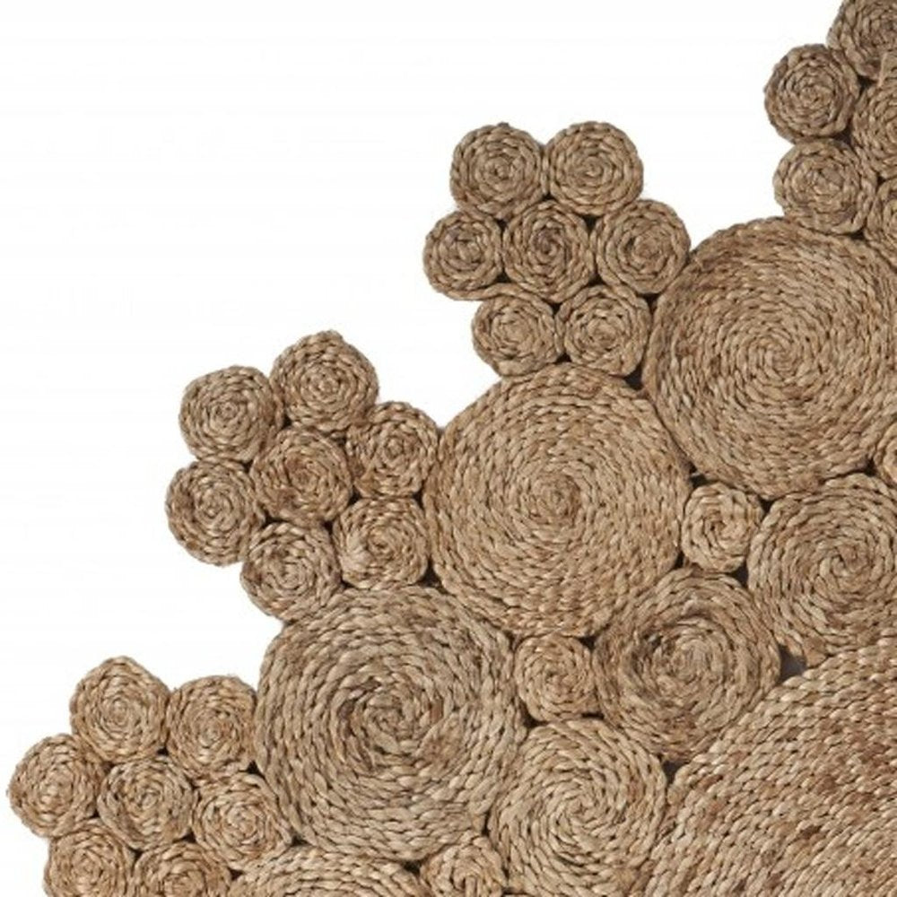 6' Natural Jute Abstract Geometric Hand Braided Round Rug