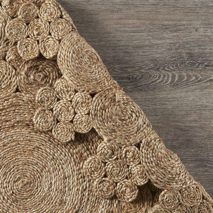 8' Natural Jute Hand Braided Round Rug