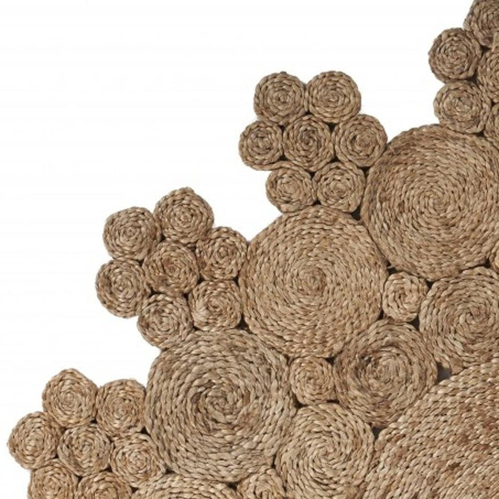 5' X 5' Natural Jute Abstract Geometric Hand Braided Area Rug
