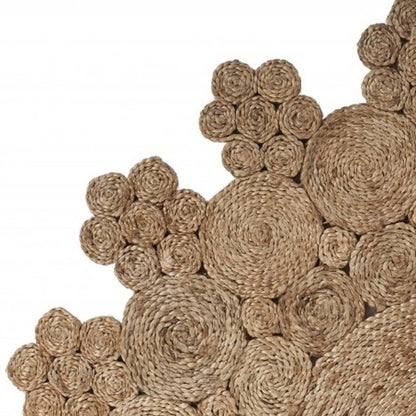 5' X 5' Natural Jute Abstract Geometric Hand Braided Area Rug