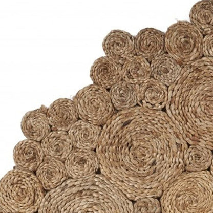 5' X 5' Natural Jute Abstract Geometric Hand Braided Area Rug