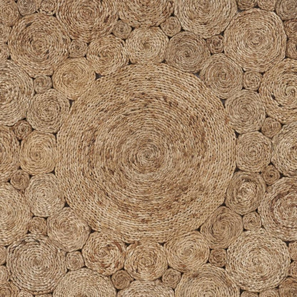 5' X 5' Natural Jute Abstract Geometric Hand Braided Area Rug