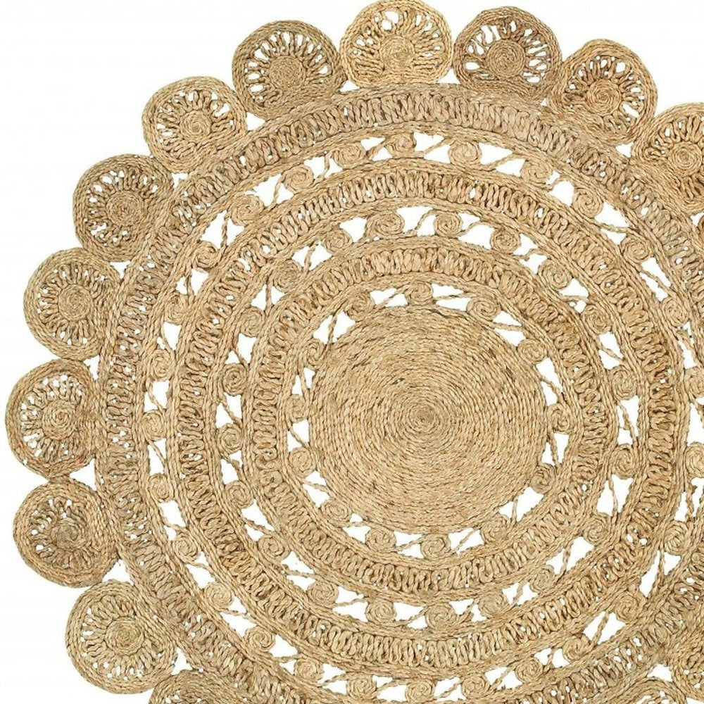 8' Natural Jute Hand Braided Round Rug
