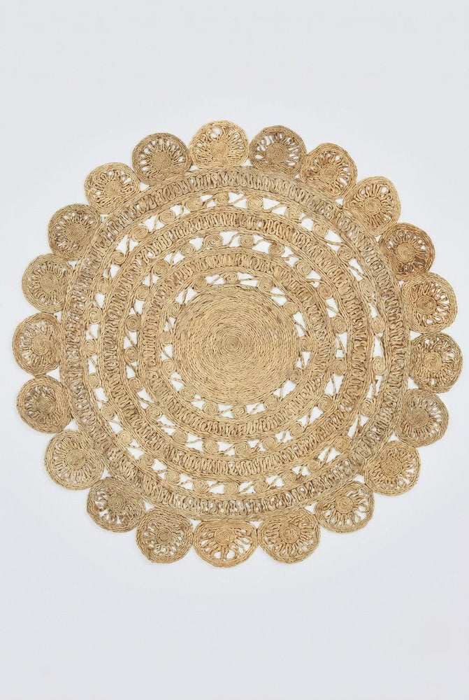 8' Natural Jute Hand Braided Round Rug