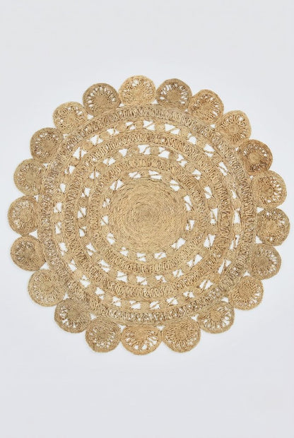8' Natural Jute Hand Braided Round Rug