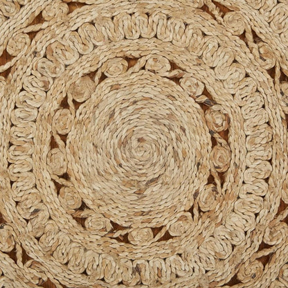 5' X 5' Natural Jute Abstract Geometric Hand Braided Area Rug