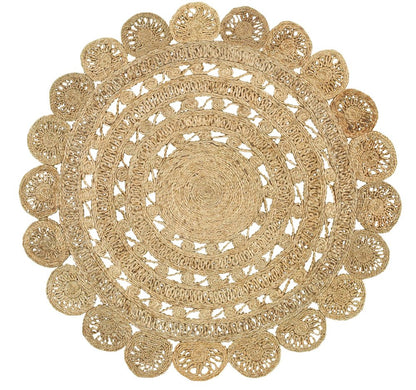 8' Natural Jute Hand Braided Round Rug