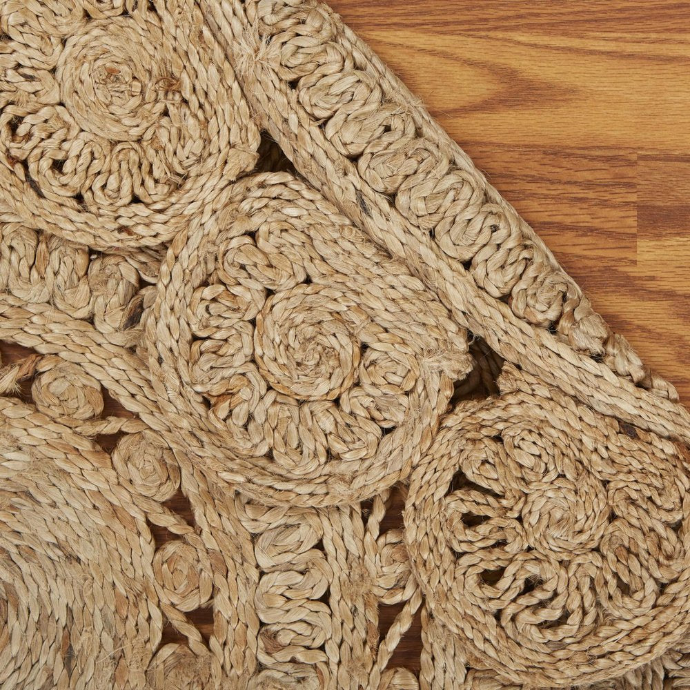 8' Natural Jute Hand Braided Round Rug