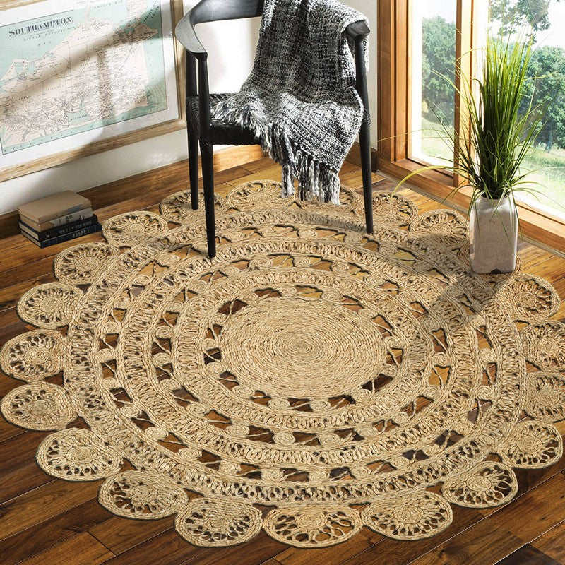 Sunshine Golden Natural Jute Area Rug