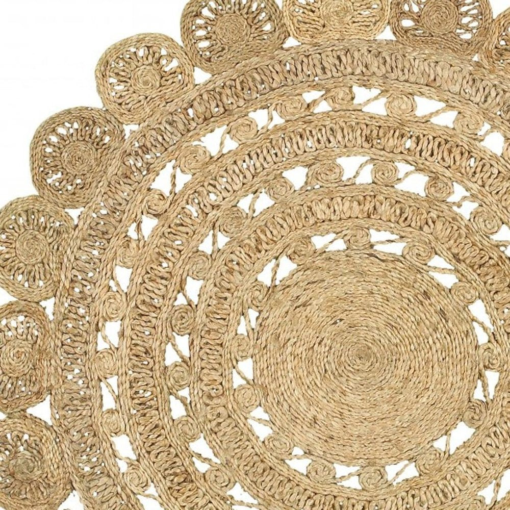8' Natural Jute Hand Braided Round Rug