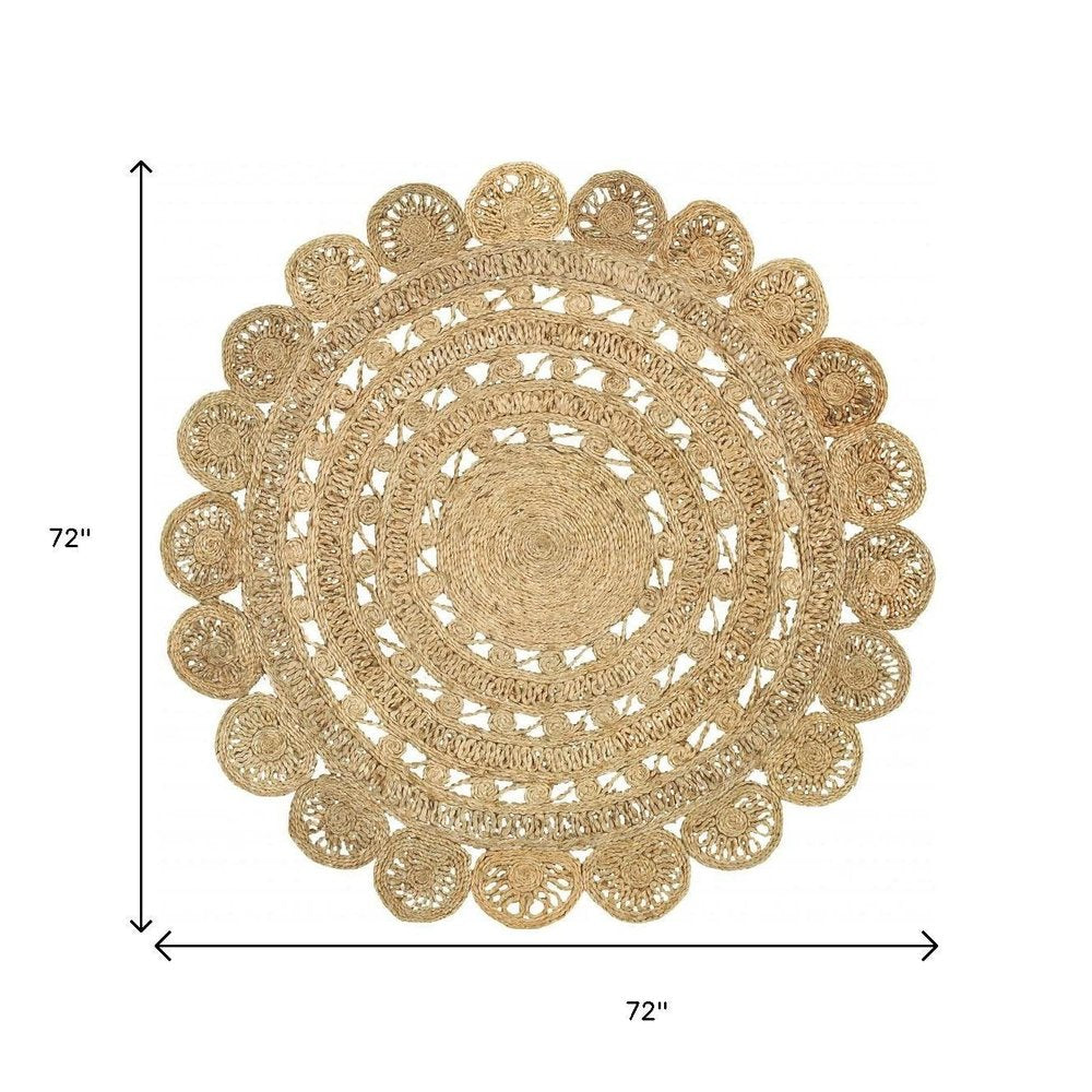 8' Natural Jute Hand Braided Round Rug