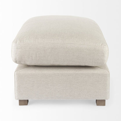 26" Beige Fabric and Brown Cocktail Ottoman