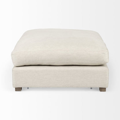 39" Beige Fabric and Brown Cocktail Ottoman