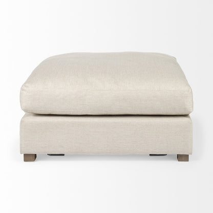 39" Beige Fabric and Brown Cocktail Ottoman