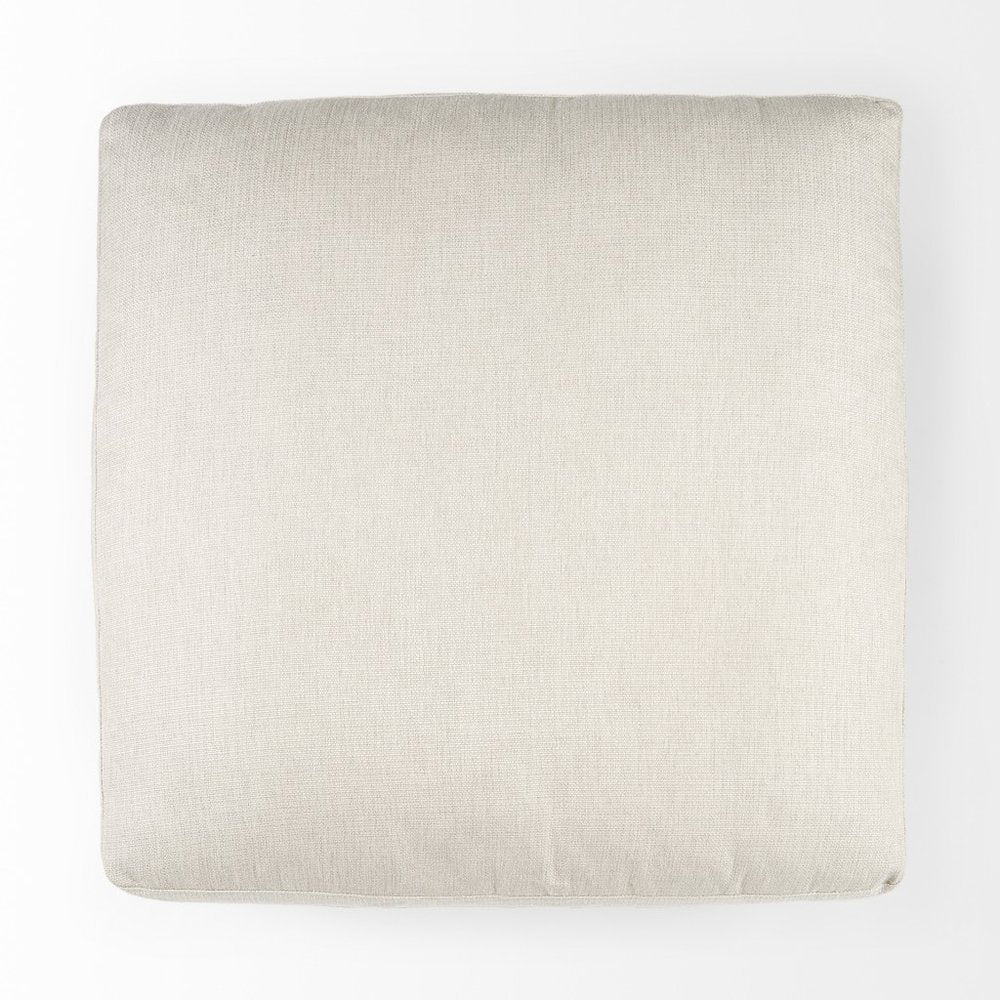 39" Beige Fabric and Brown Cocktail Ottoman