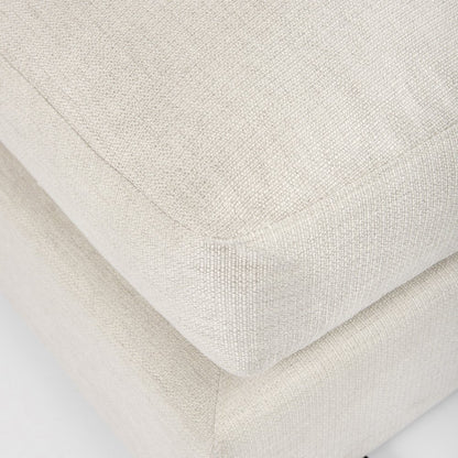 39" Beige Fabric and Brown Cocktail Ottoman