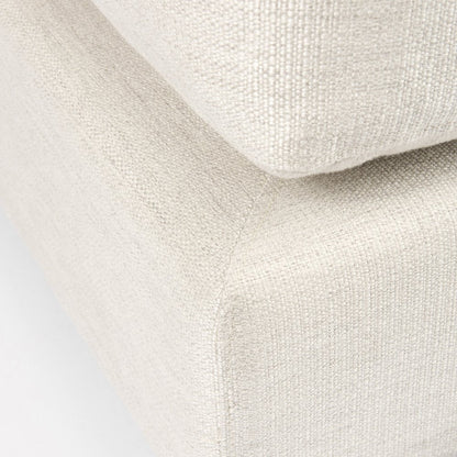 39" Beige Fabric and Brown Cocktail Ottoman