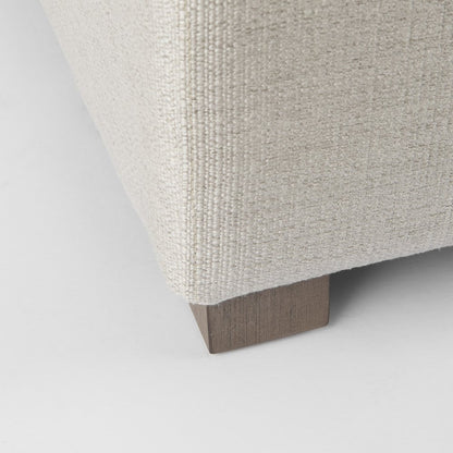 39" Beige Fabric and Brown Cocktail Ottoman