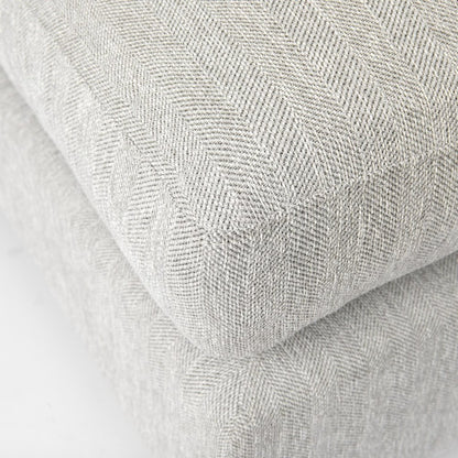 26" Light Gray Fabric and Brown Cocktail Ottoman