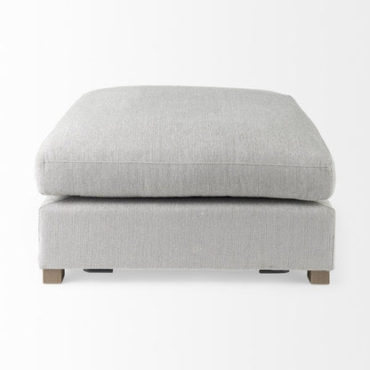 39" Light Gray Fabric and Brown Cocktail Ottoman