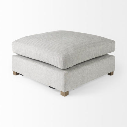 39" Light Gray Fabric and Brown Cocktail Ottoman